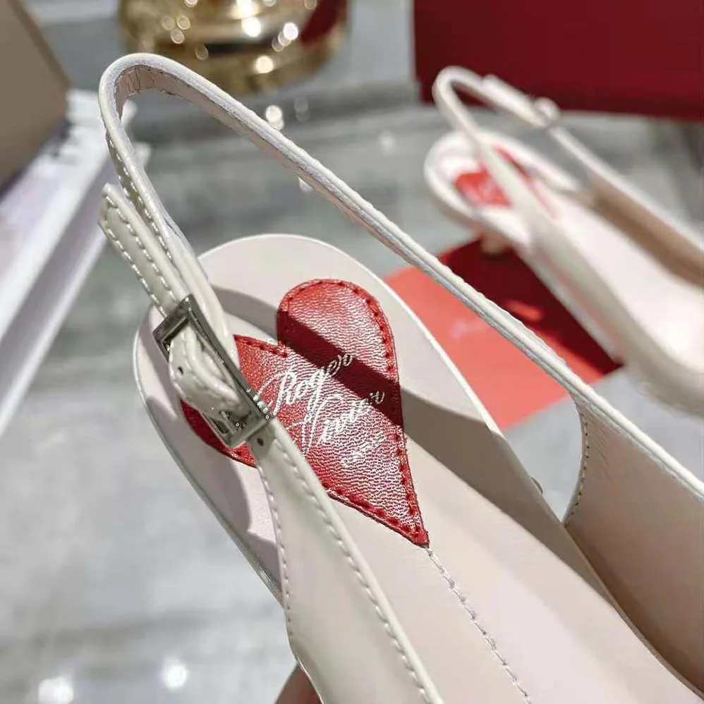 Roger Vivier Virgule Strass Buckle Slingback Pumps in Patent Leather for Women in White Roger Vivier Virgule Strass Buckle Slingback Pumps in Patent Leather for Women in White
