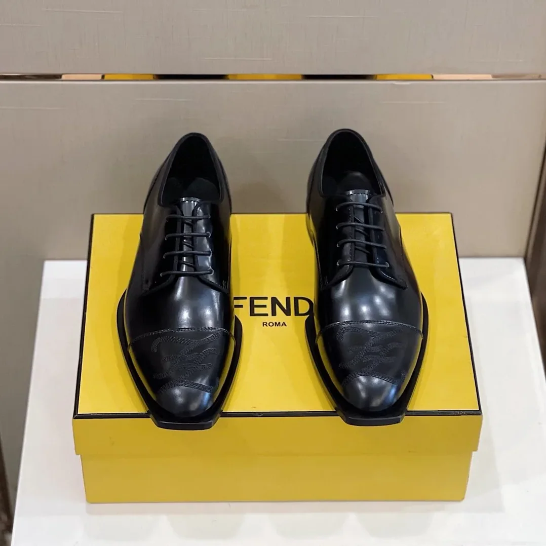 Fendi FF Cap Toe Lace Ups Black Fendi FF Cap Toe Lace Ups Black