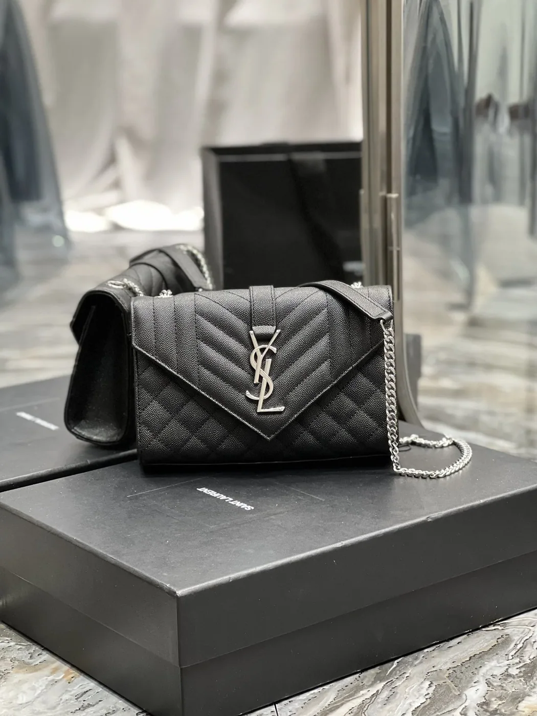 Saint Laurent Small Bag Black In Mix Matelasse in YSL