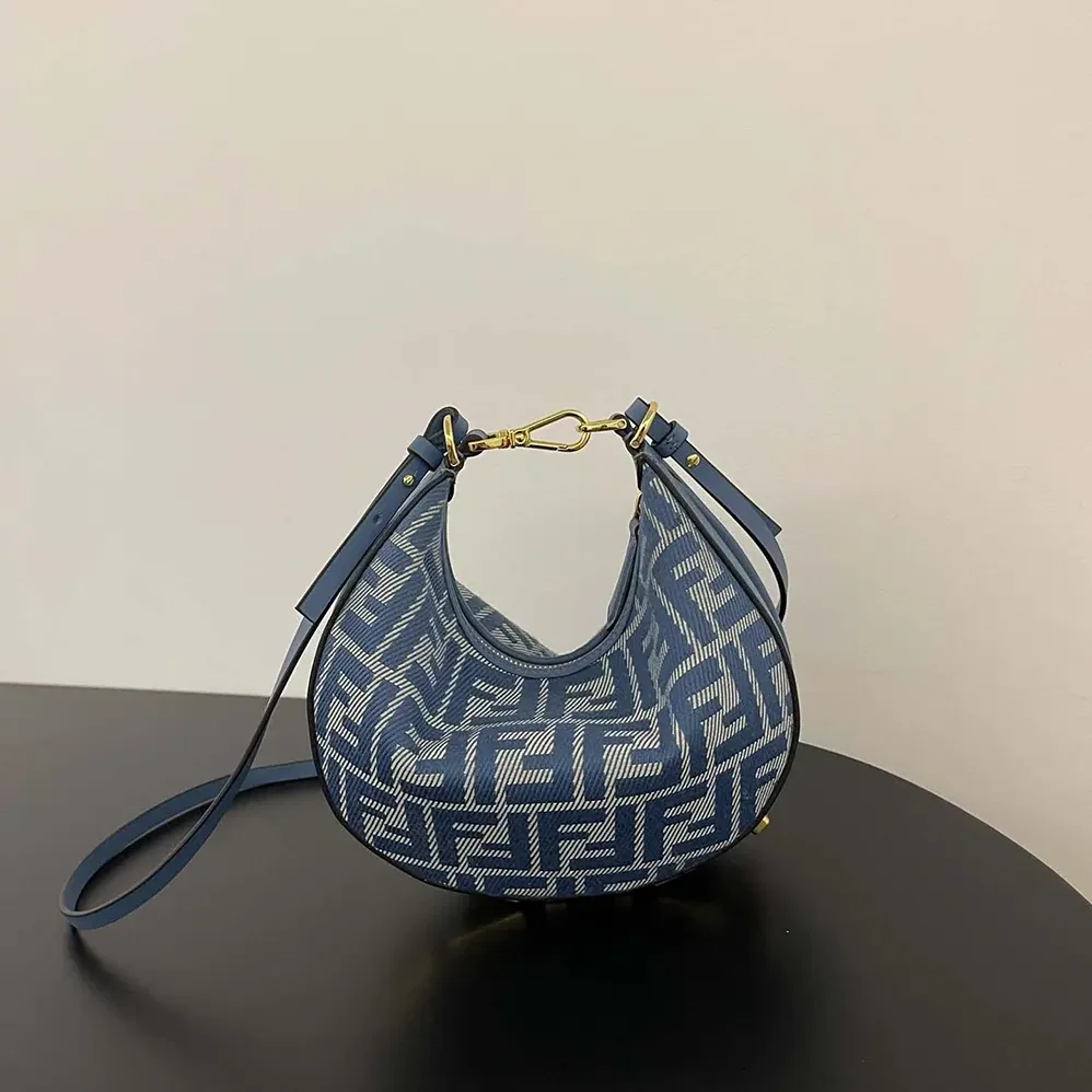 Fendi Fendigraphy Mini Blue Denim-effect FF Jacquard Mini for Women in bag Fendi Fendigraphy Mini Blue Denim-effect FF Jacquard Mini for Women in bag
