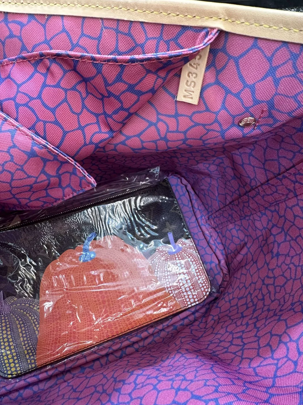 Pumpkin Monogram Neverfull MM style tote bag red interior USA