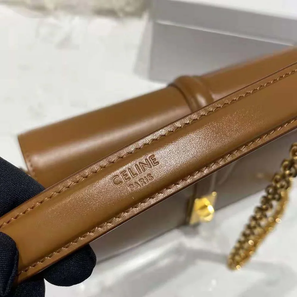 Celine Chain Bag 16 in Satinated Calfskin for Women in Brown Celine Chain Bag 16 in Satinated Calfskin for Women in Brown