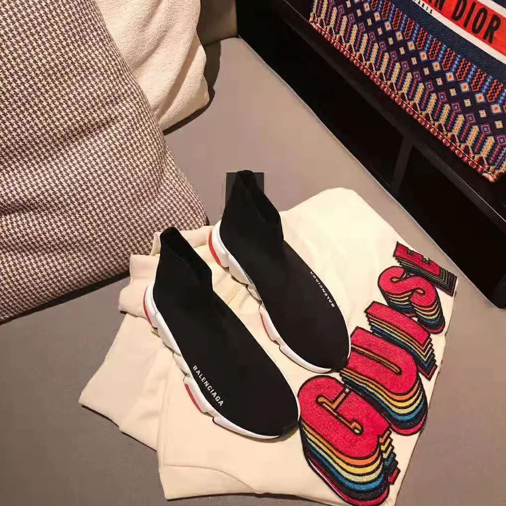 Balenciaga Speed Trainers in Knit and Balenciaga Logo for Women in Black Balenciaga Speed Trainers in Knit and Balenciaga Logo for Women in Black