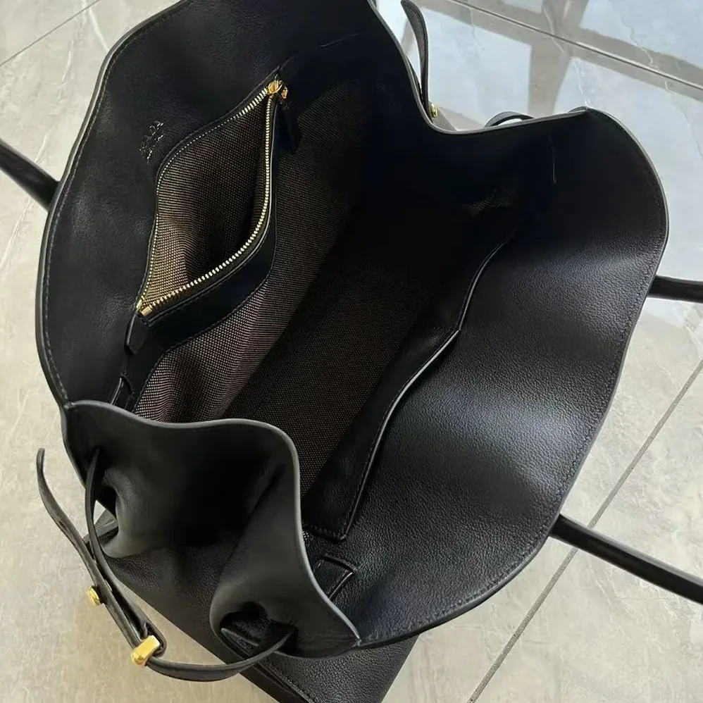 Prada Large Leather Tote Bag for Women in Black