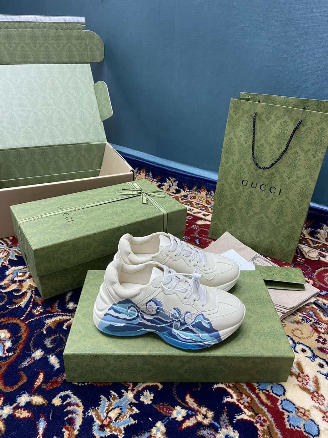 Gucci Rhyton Sneaker With Wave White Gucci Rhyton Sneaker With Wave White