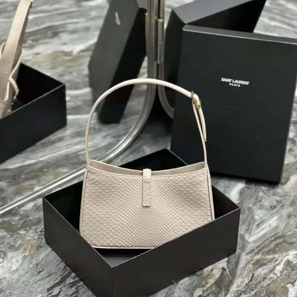 Saint Laurent YSL Le 5 A 7 Hobo Bag in Python for Women in White