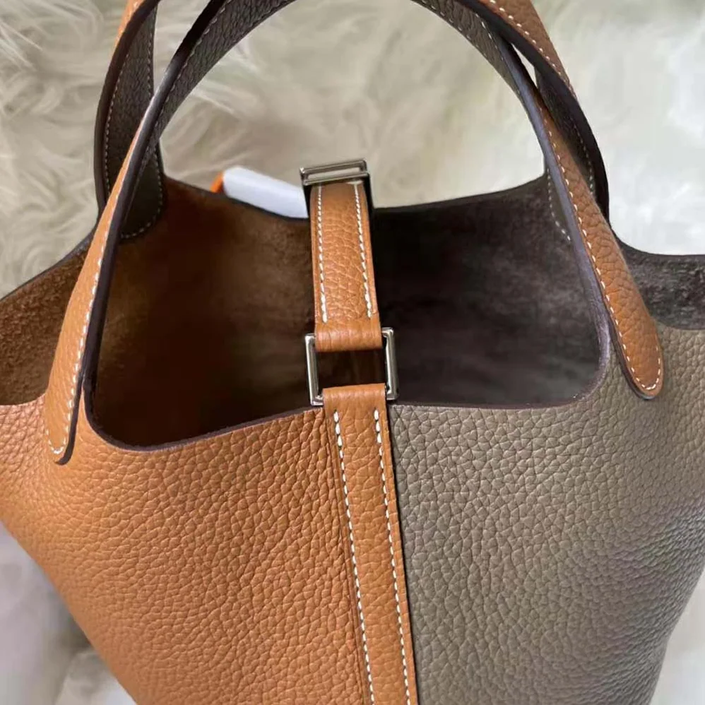 Hermes Picotin Lock 22cm in Clémence leather for Women in Brown Coffee Hermes Picotin Lock 22cm in Clémence leather for Women in Brown Coffee