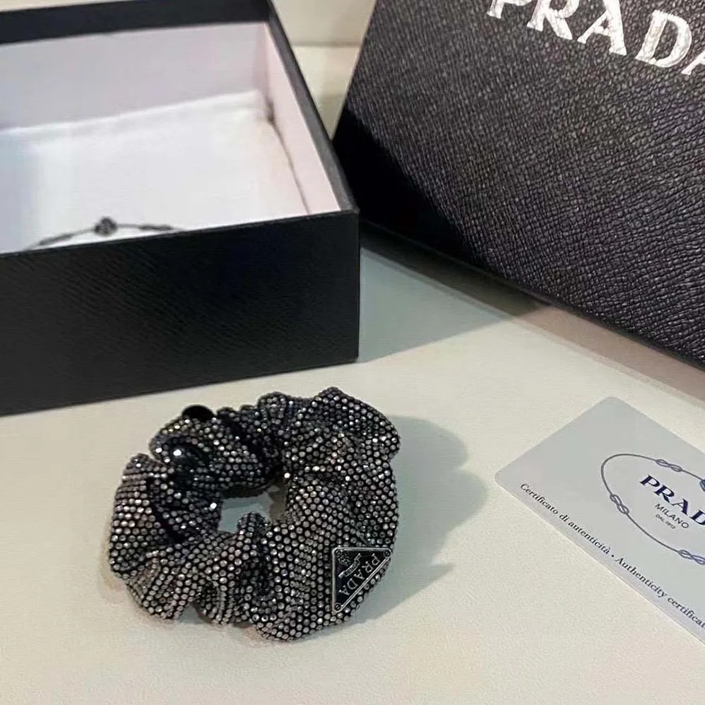 Prada Luminous Crystals Embellish this Satin Scrunchie for Women