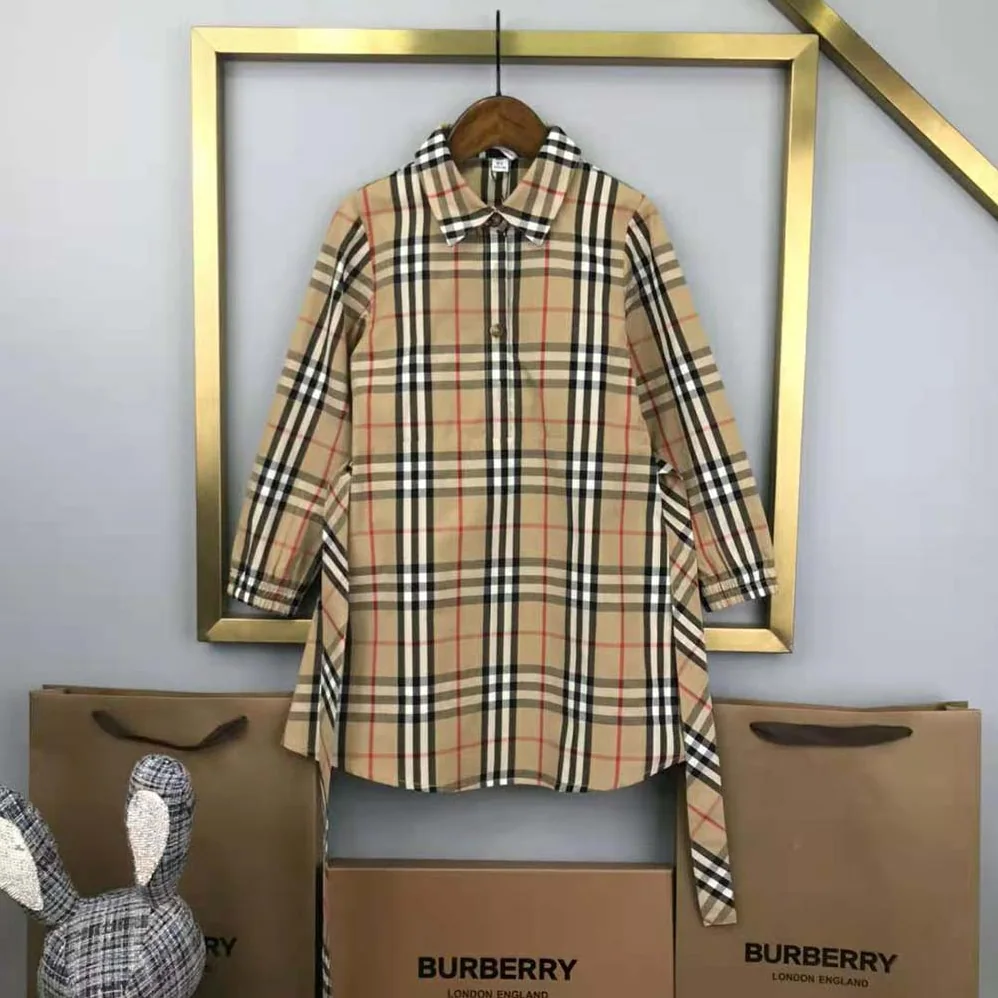Burberry Kids' Check Cotton Gabardine Reversible Car Coat