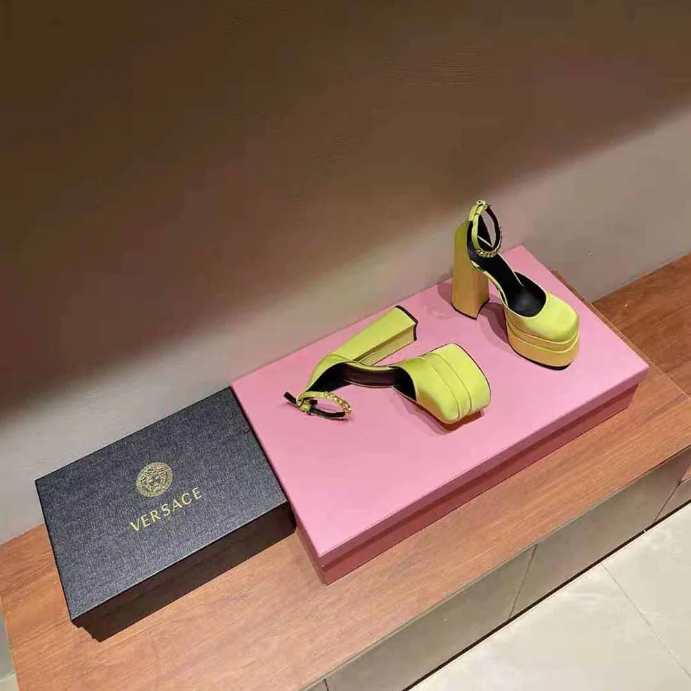 Versace Medusa Aevitas Platform Pumps for Women in Yellow