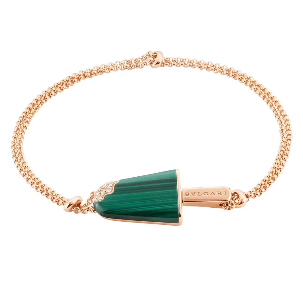 Bvlgari BVLGARI BVLGARI Gelati 18 KT Rose Gold Soft Bracelet for Women in Green Bvlgari BVLGARI BVLGARI Gelati 18 KT Rose Gold Soft Bracelet for Women in Green
