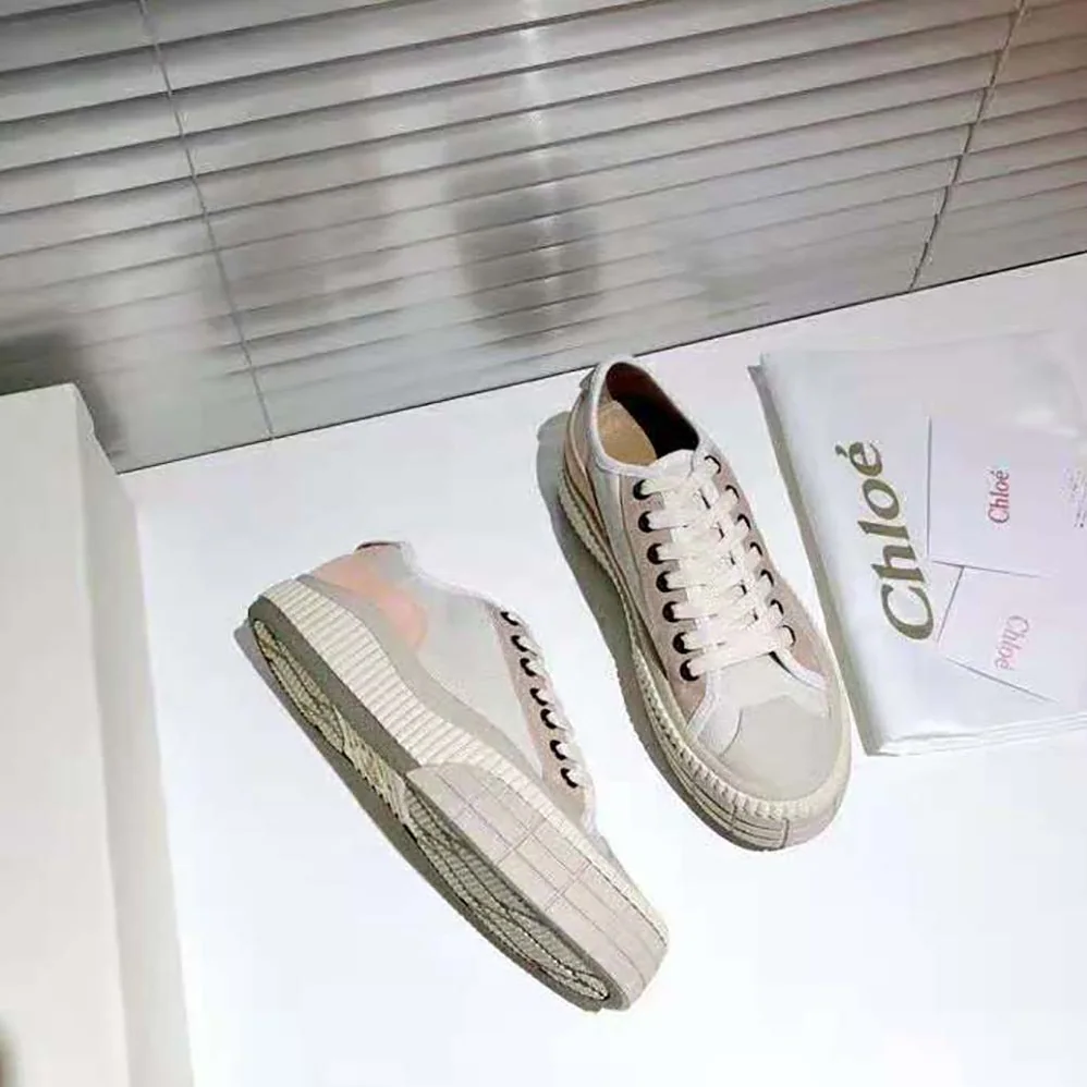 Chloe Clint Low-Top Sneaker in Nylon & Suede Calfskin for Women in Pink Chloe Clint Low-Top Sneaker in Nylon & Suede Calfskin for Women in Pink