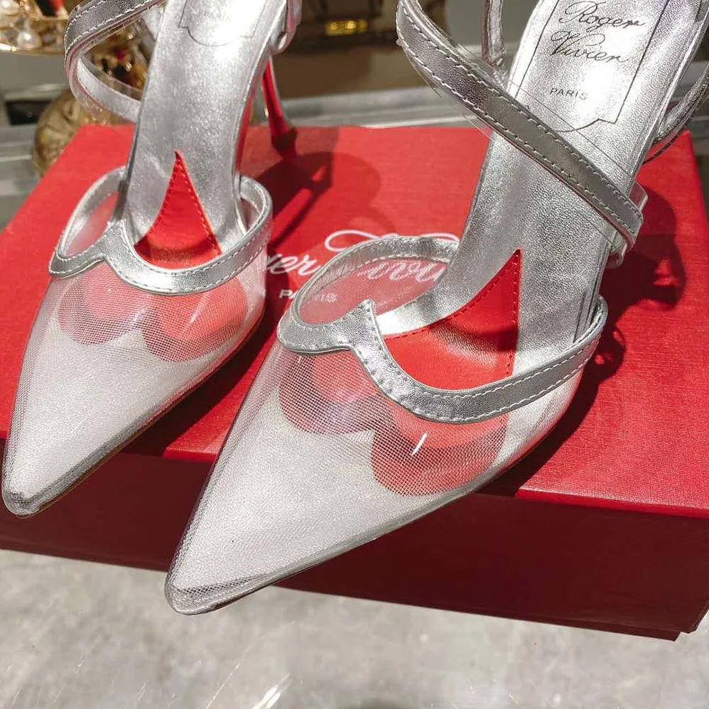 Roger Vivier I Love Vivier Slingback Pumps in PVC for Women in Silver Roger Vivier I Love Vivier Slingback Pumps in PVC for Women in Silver