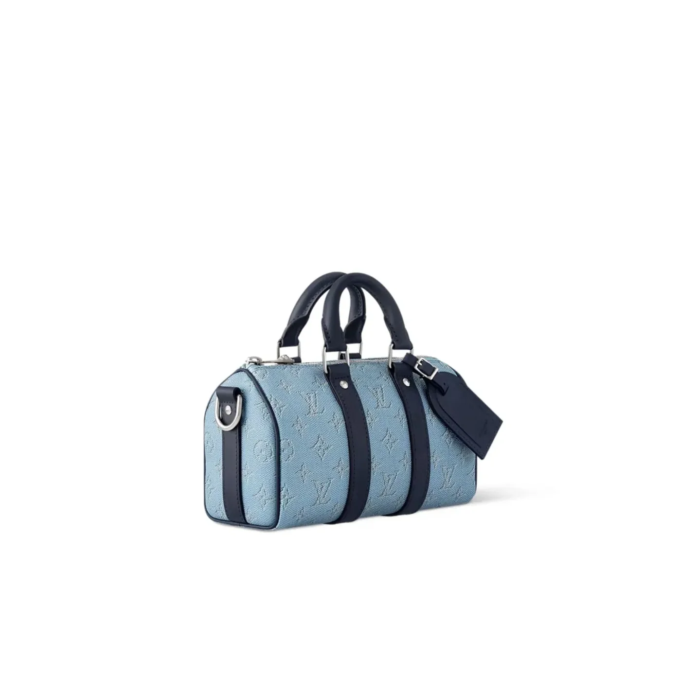 Louis Vuitton Keepall Bandouliere 25 Travel Bag in Blue Silver Hardware