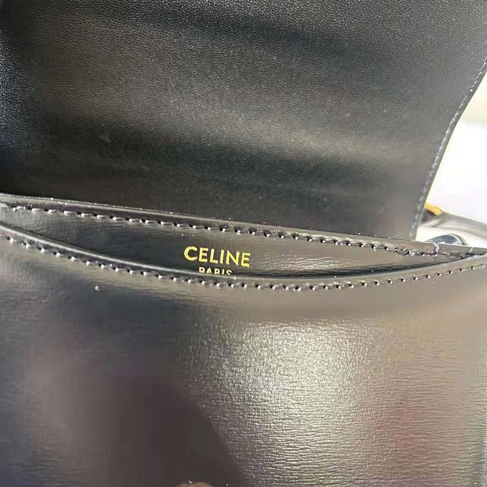 Celine Mini Besace Triomphe in Shiny Calfskin for Women in Black Celine Mini Besace Triomphe in Shiny Calfskin for Women in Black
