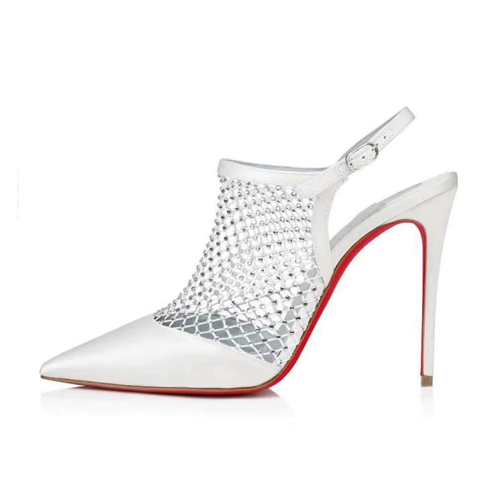 Christian Louboutin Plougesta Pump Strass in 100 mm Heel Height for Women in White Christian Louboutin Plougesta Pump Strass in 100 mm Heel Height for Women in White