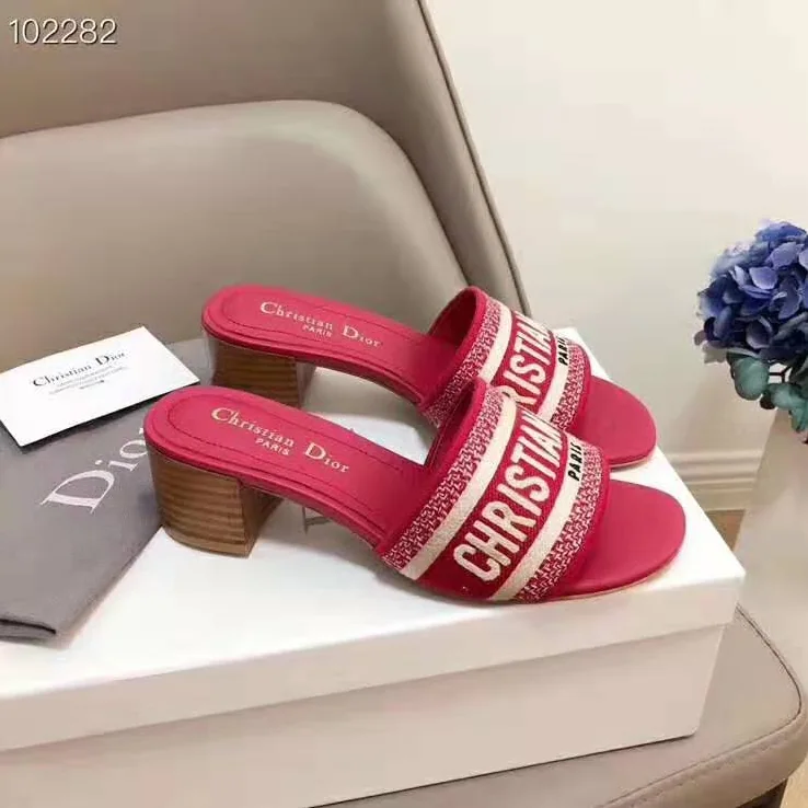 Dior Dway Mule in Embroidered Cotton for Women in Maroon Dior Dway Mule in Embroidered Cotton for Women in Maroon