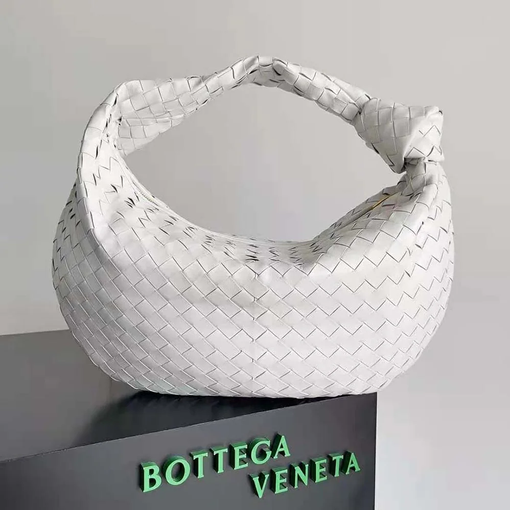 Bottega Veneta Small Jodie Intrecciato Leather Shoulder Bag for Women in White