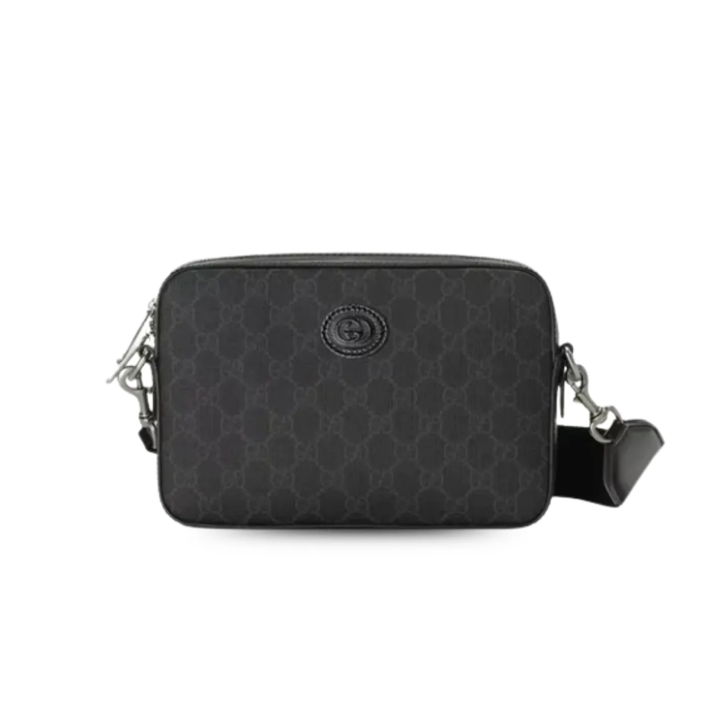 Gucci Shoulder Bag With Interlocking G in Black GG Supreme Canvas Gucci Shoulder Bag With Interlocking G in Black GG Supreme Canvas