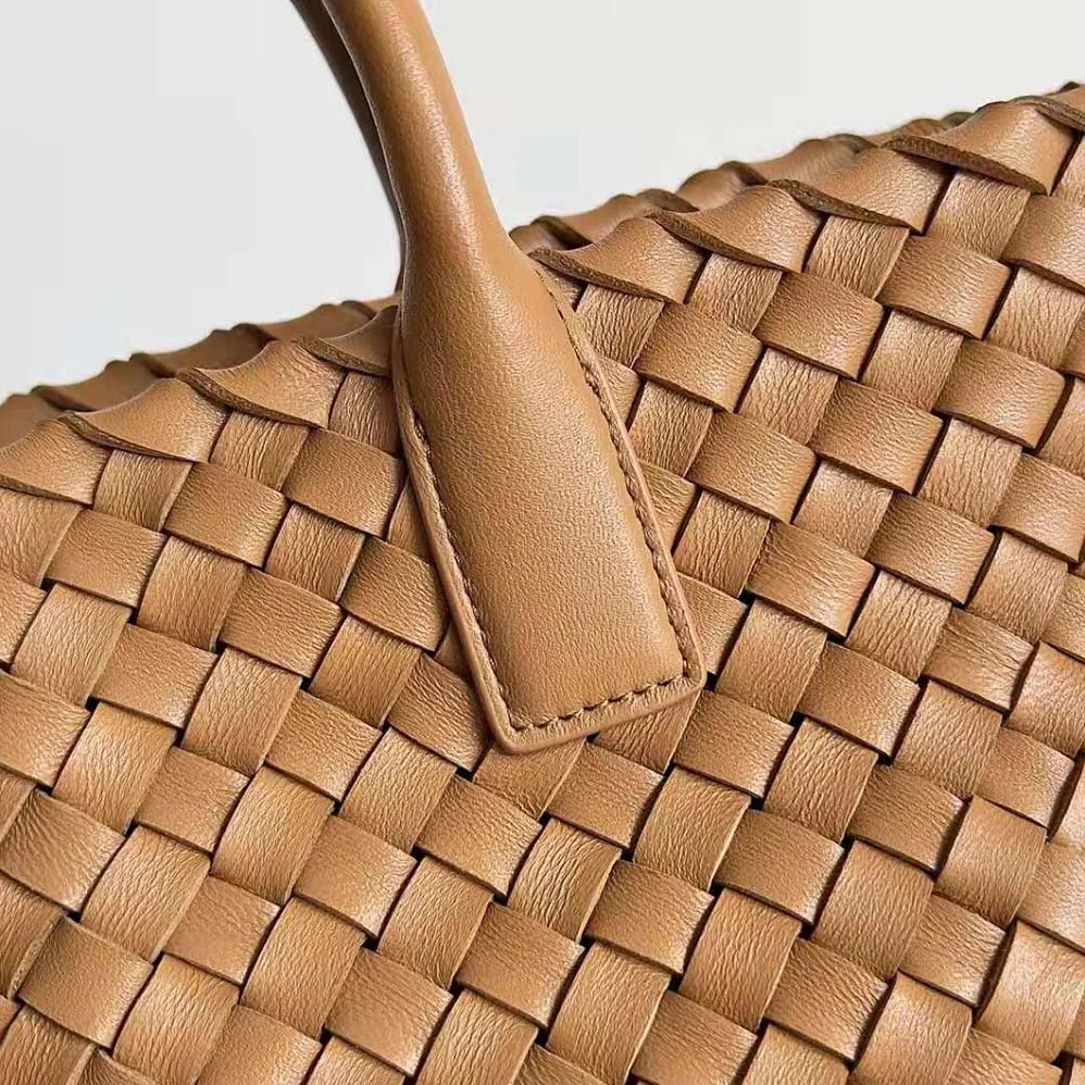 Bottega Veneta Mini Cabat Intreccio Leather Tote Bag with Detachable Strap for Women in Brown