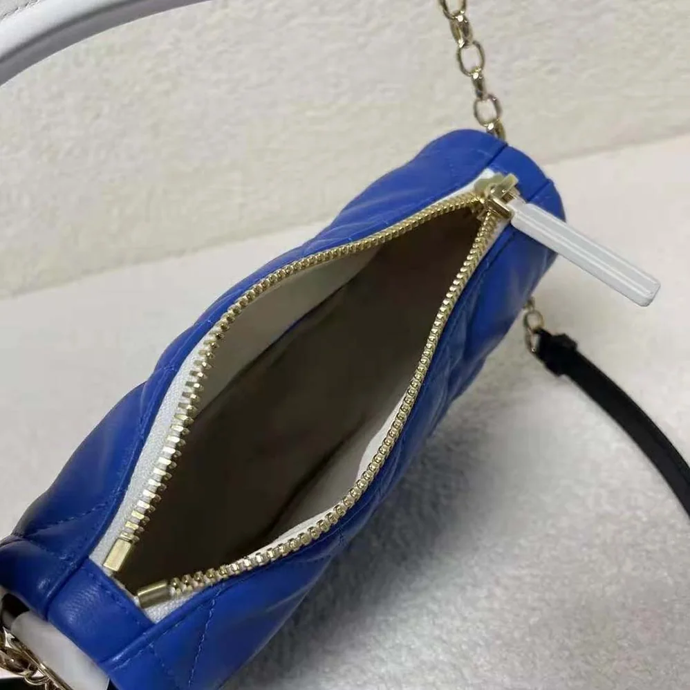 Dior Small Dior Vibe Hobo Bag Fluorescent Blue Macrocannage Lambskin for Women