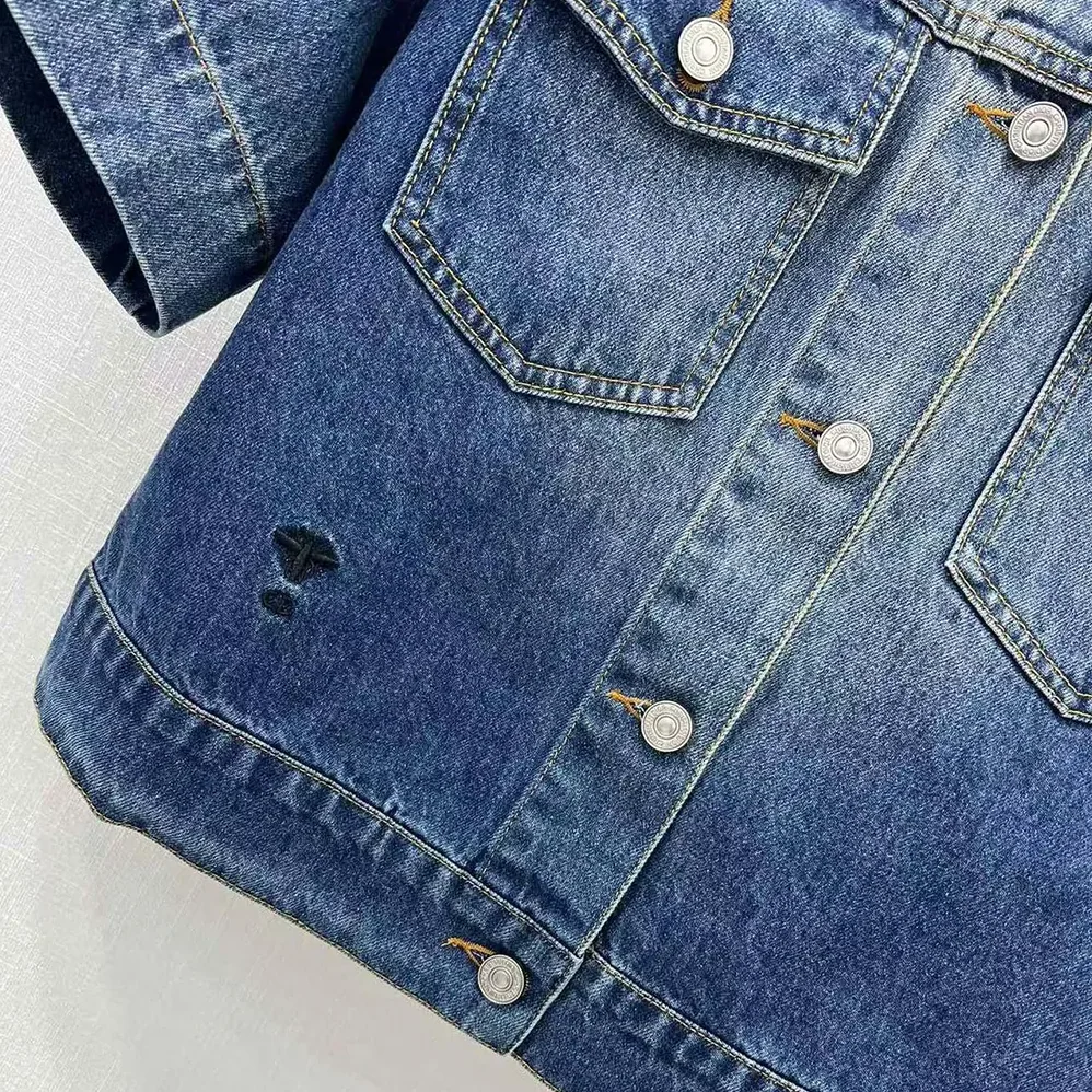Dior Jacket Blue Stonewashed Cotton Denim with Dior Oblique Interior for Women