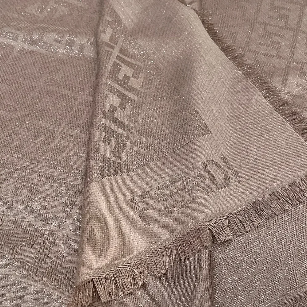 Fendi FF Shawl Dove Gray Silk and Wool Shawl for Unisex