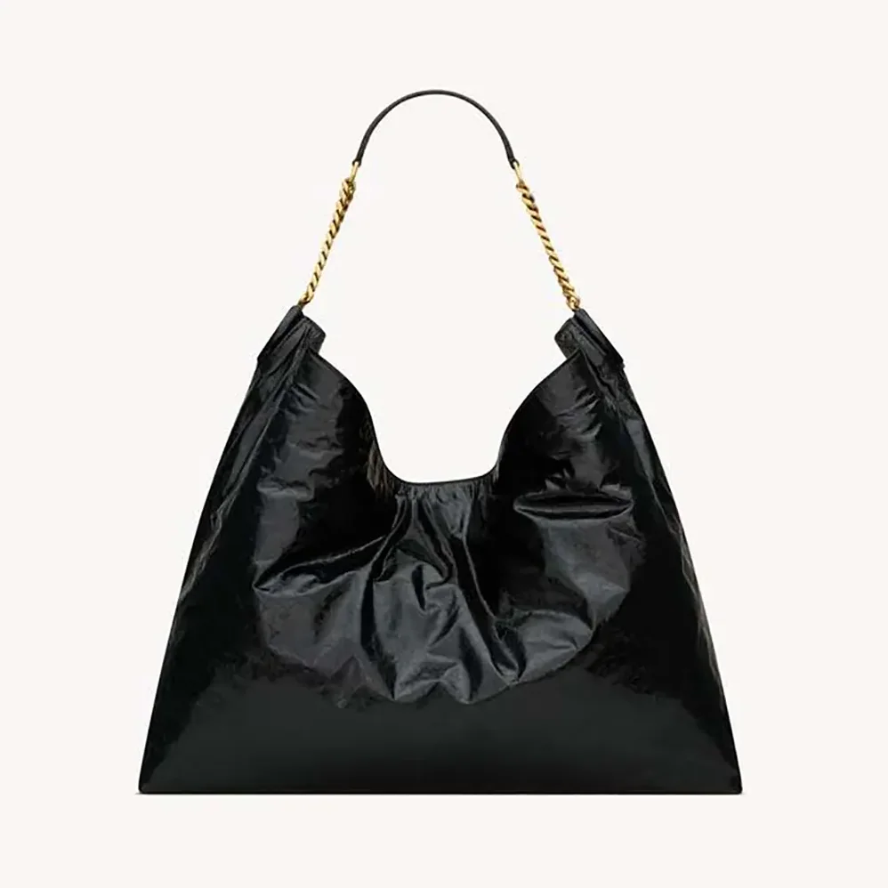 Saint Laurent YSL Hortense Hobo In Shiny Leather Black for Women