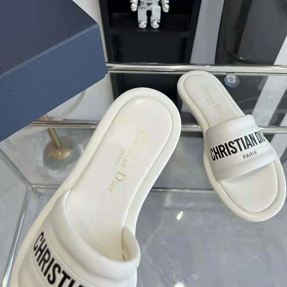 Dior Every-D Slide White Embossed Lambskin for Women Dior Every-D Slide White Embossed Lambskin for Women