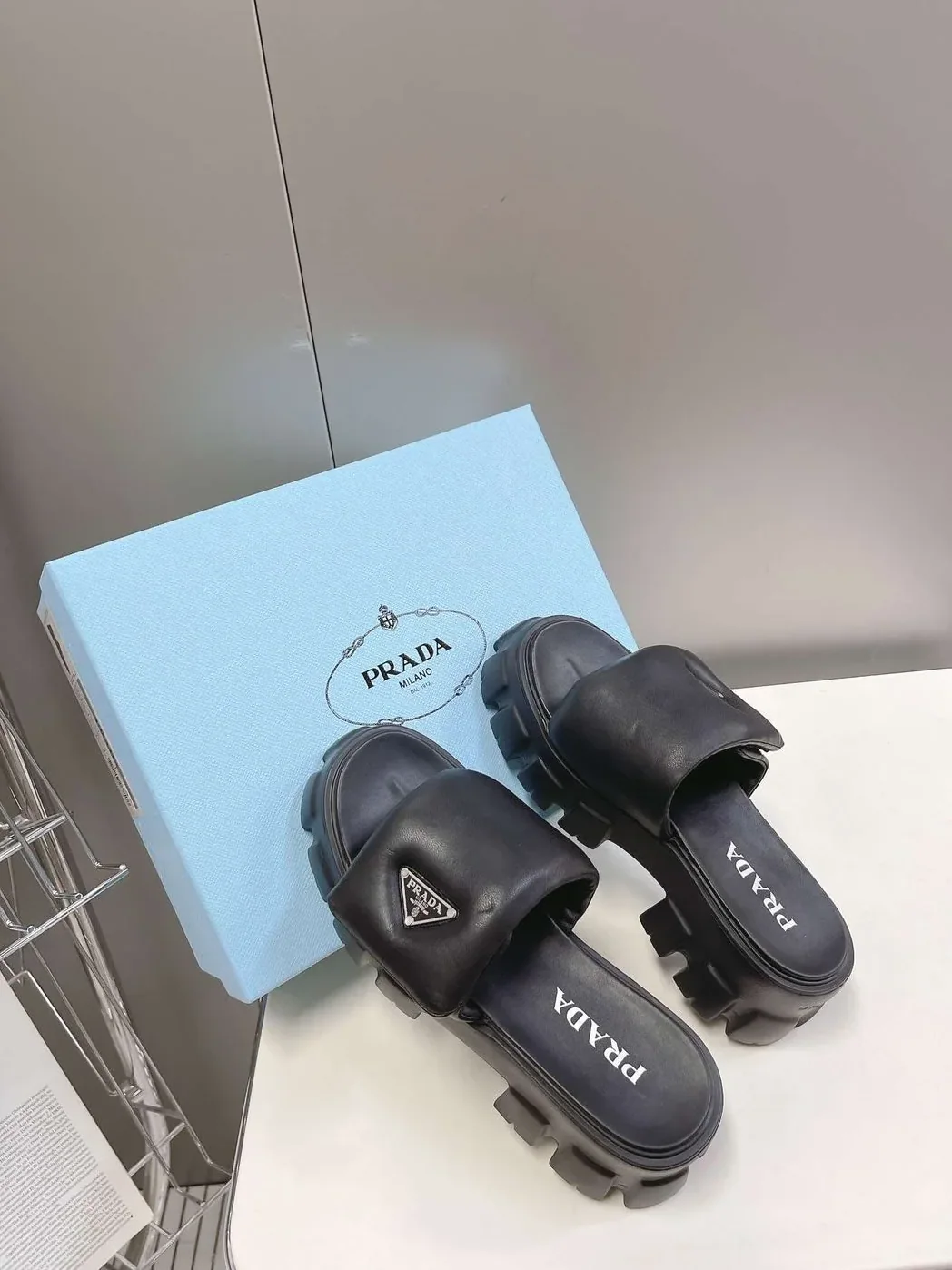 Prada Soft Padded Slides Black