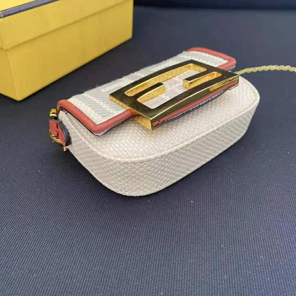 Fendi Nano Baguette Charm Natural Raffia Charm for Women