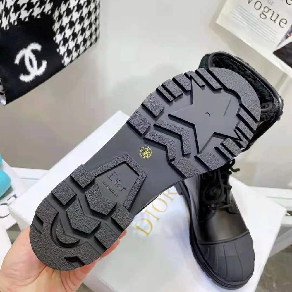 Dior D-Major Ankle Boot Black Calfskin and Lambskin Wool for Women
