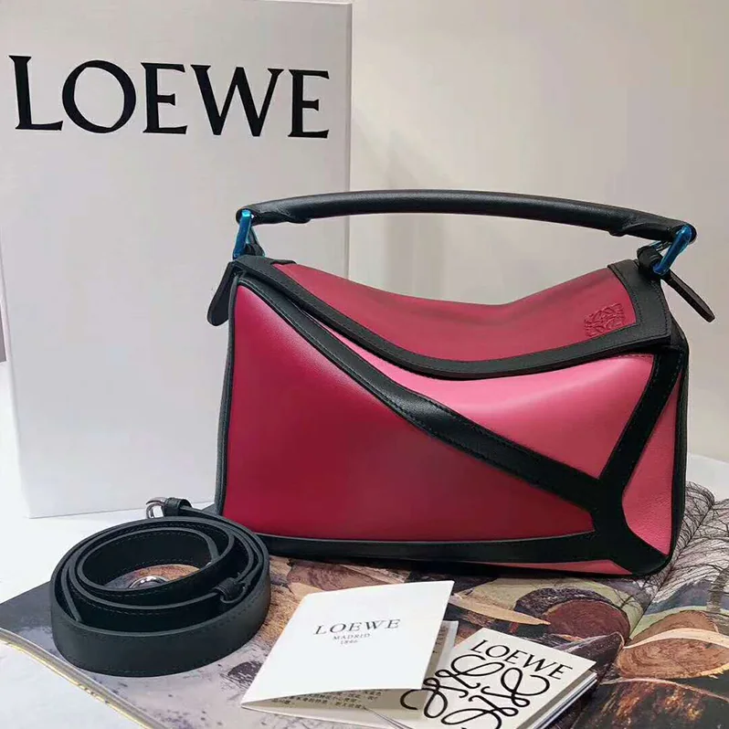 Loewe Puzzle Graphic Small Bag Raspberry for Women in Wild Rose