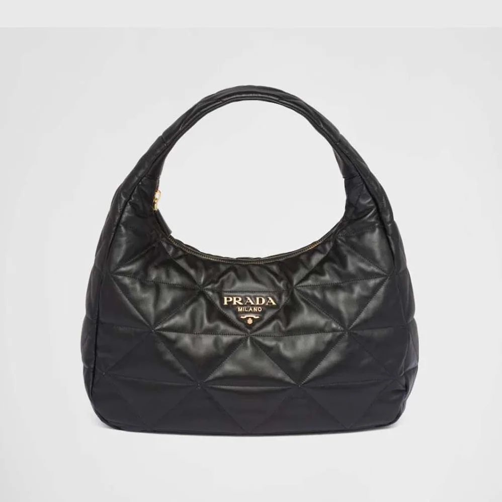 Prada Large Topstitched Nappa-Leather Bag for Women in Black