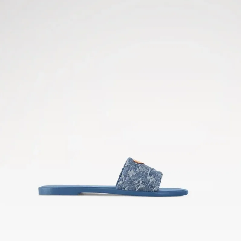 Louis Vuitton Lily Flat Mule Blue 1AGX78 Louis Vuitton Lily Flat Mule Blue 1AGX78