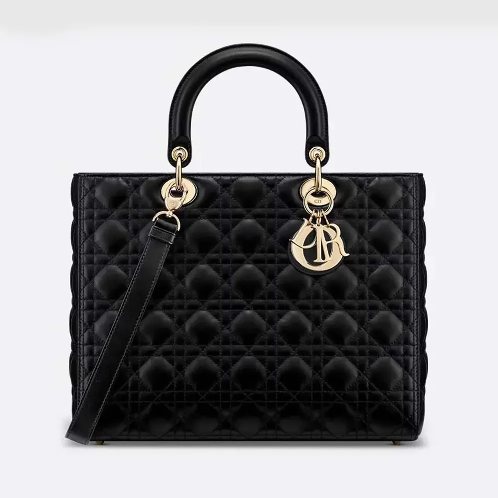 Dior Large Lady Dior Bag Black Cannage Lambskin for Women