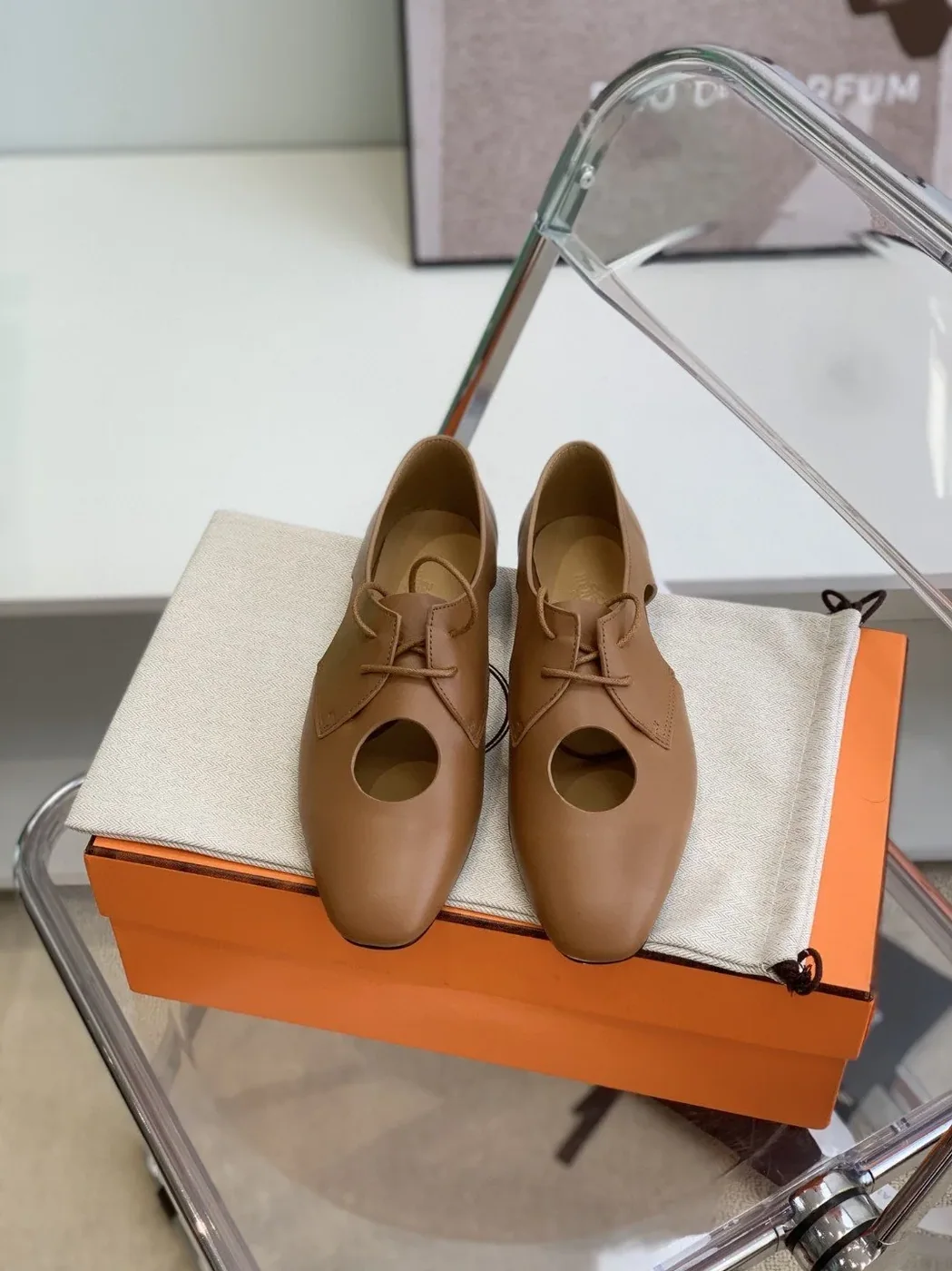 Hermes Epoca Oxford Shoe Brown , Shoes for Women