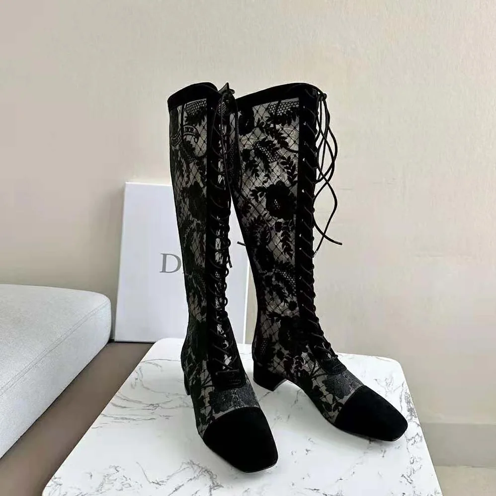 Dior Naughtily-d Ankle Boot Black Transparent Mesh and Suede Embroidered with Dior Roses Motif for Women Dior Naughtily-d Ankle Boot Black Transparent Mesh and Suede Embroidered with Dior Roses Motif for Women