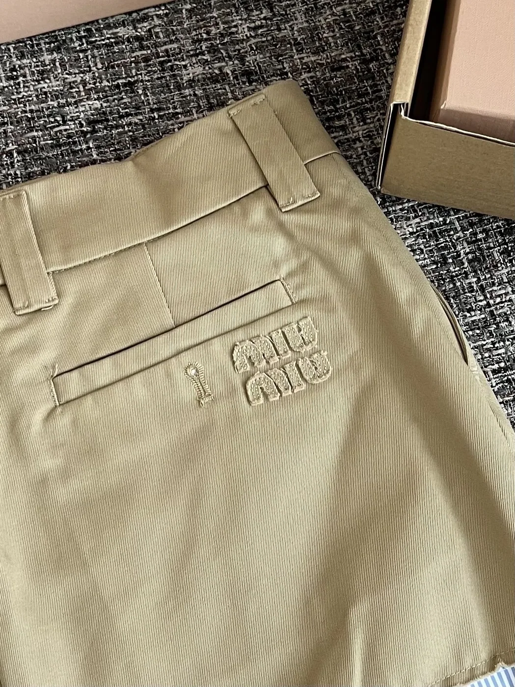 Miu Miu Chino Micro Mini Skirt Light Brown