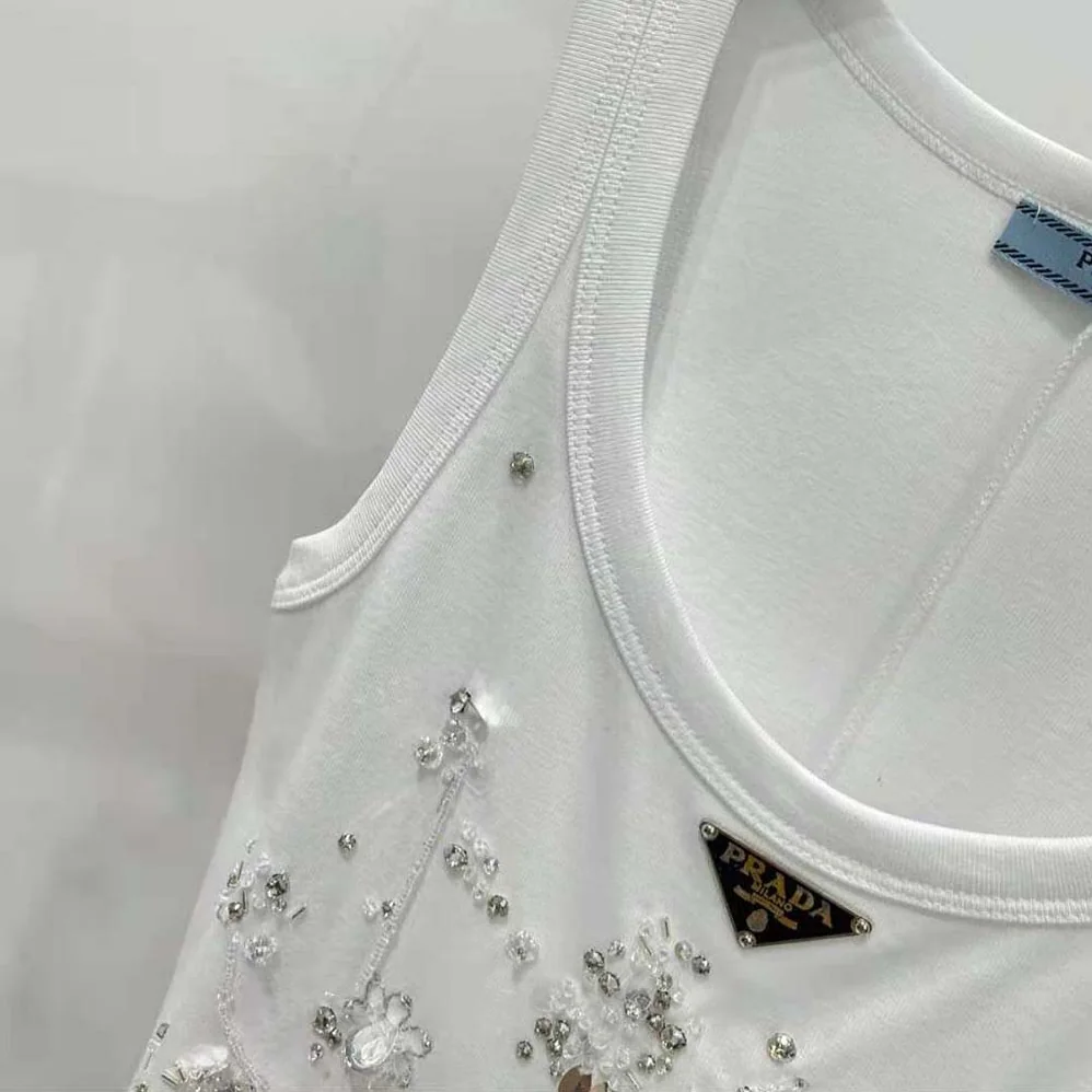 Prada Embroidered Ribbed Jersey Dress for Women