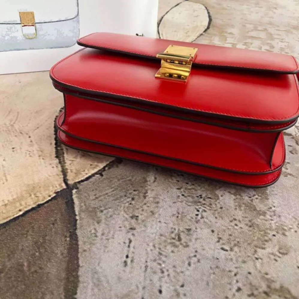 Celine Small Classic Bag in Box Calfskin Leather for Women in Red
