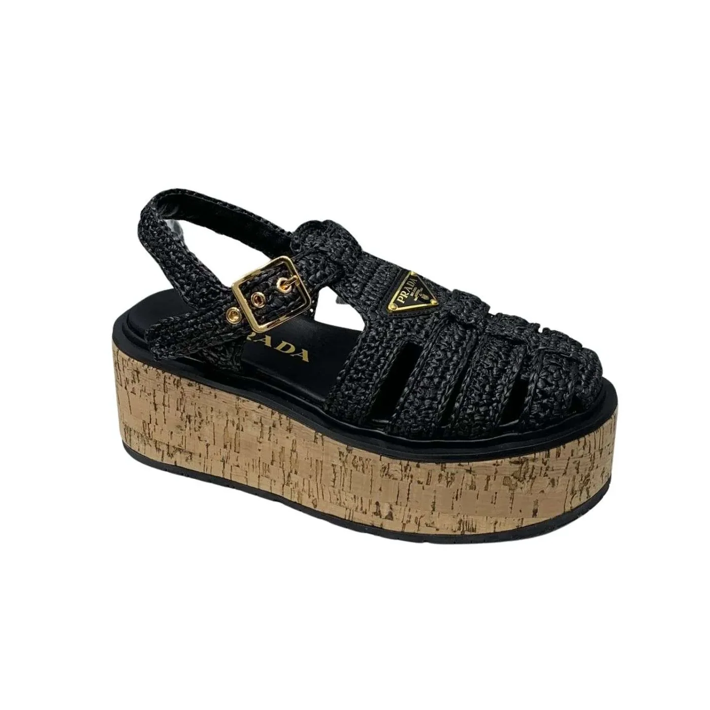 Prada Crochet Wedge Sandals Black Prada Crochet Wedge Sandals Black