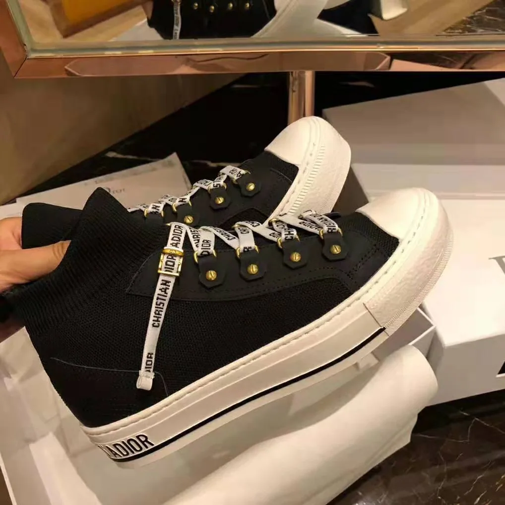 Dior Walk'N'Dior Techincal Knit Mid-Top Sneaker for Women in Black Dior Walk'N'Dior Techincal Knit Mid-Top Sneaker for Women in Black