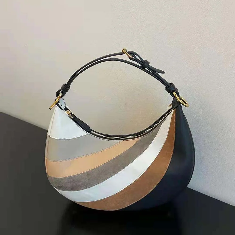Fendi Fendigraphy Small Leather Bag with Beige and Brown Inlay for Women Fendi Fendigraphy Small Leather Bag with Beige and Brown Inlay for Women