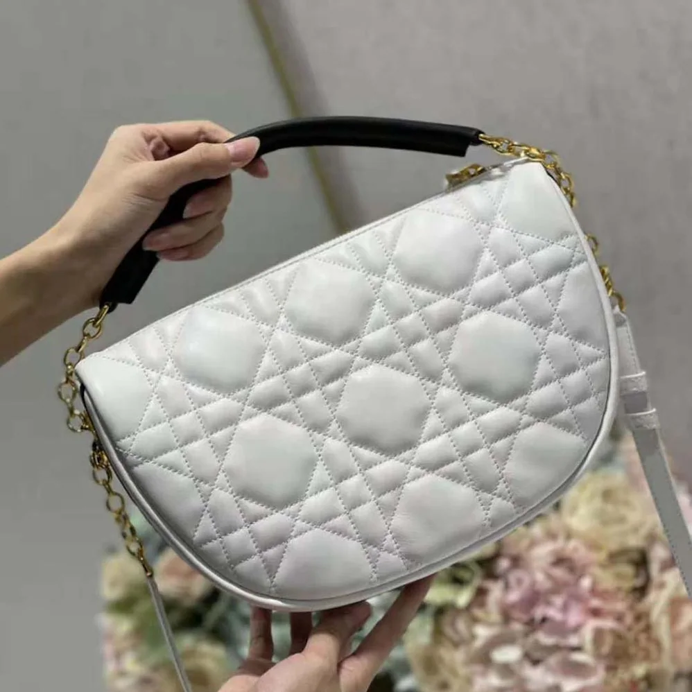 Dior Medium Dior Vibe Hobo Bag White Cannage Lambskin for Women