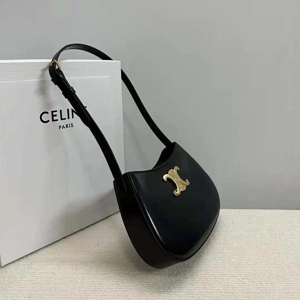 Celine Medium Tilly Bag in Shiny Calfskin for Women in Black