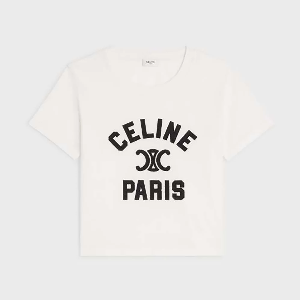 Celine Paris T-shirt in Cotton Jersey for Women in White Celine Paris T-shirt in Cotton Jersey for Women in White
