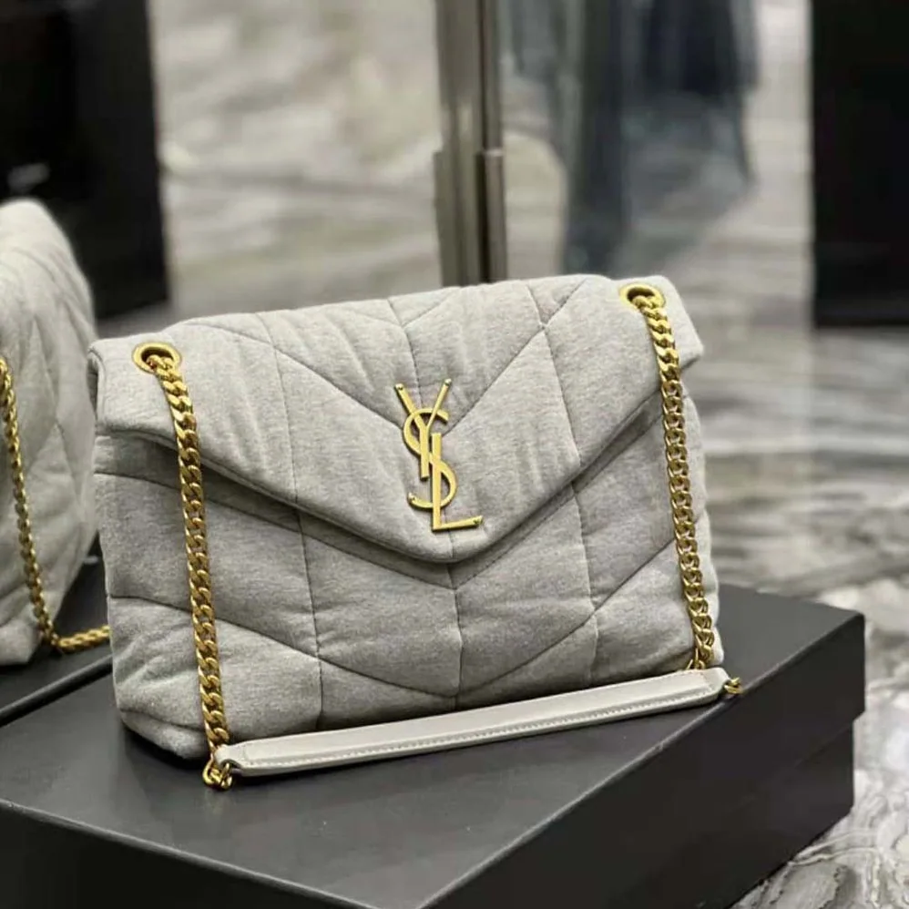 Saint Laurent YSL Puffer Toy Bag in Jersey for Women in White