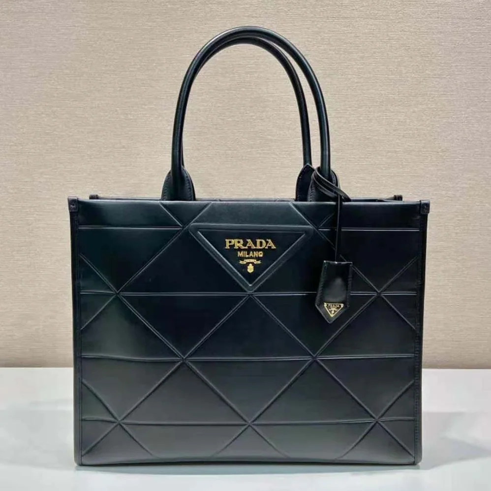 Prada Large Leather Handbag for Women in Black Prada Large Leather Handbag for Women in Black