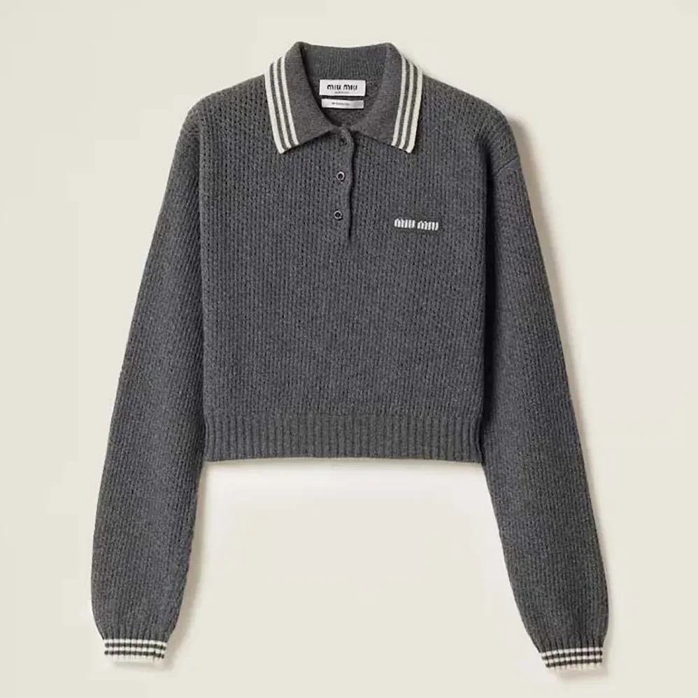 Miu Miu Wool and Cashmere Polo Sweater for Women Miu Miu Wool and Cashmere Polo Sweater for Women
